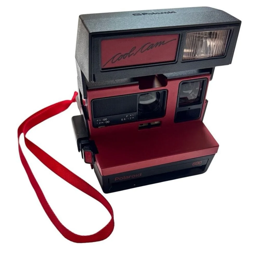 Polaroid Cool Cam 600 Instant Camera RED w/ Strap Vintage! Untested